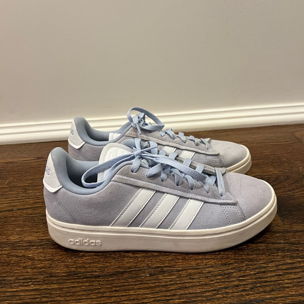 Adidas Light Blue and White Sneakers